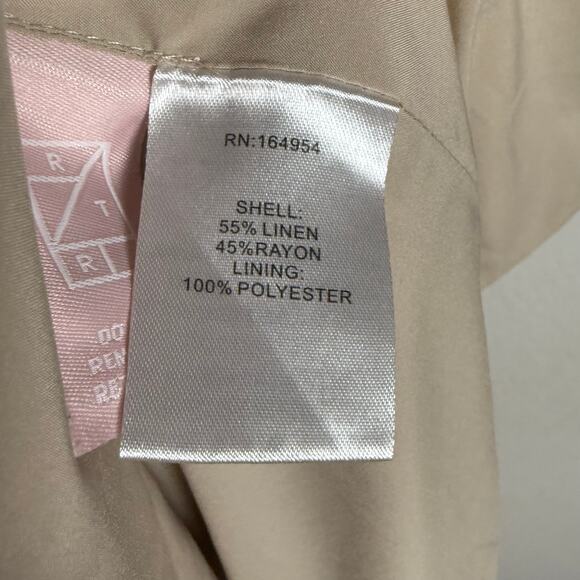 Toccin Cream Linen Crossover Halter Neck Front Mini Dress Size 6 - Picture 14 of 16